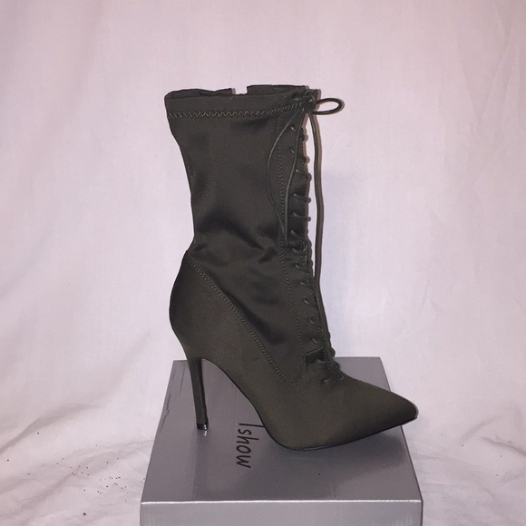 High heel Military green boots or booties - Picture 3 of 7